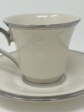 Lenox Solitaire Teacup and Saucer with Platinum Trim